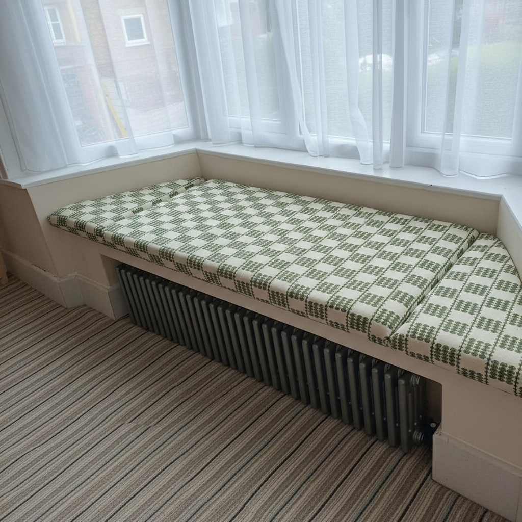 Timeless woven 3-piece angled bay window cushion set for classic indoor seating