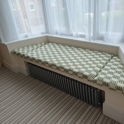 Timeless woven 3-piece angled bay window cushion set for classic indoor seating