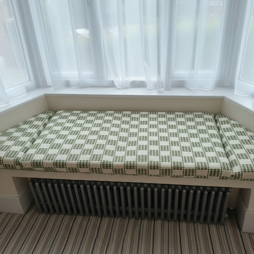 Timeless woven 3-piece angled bay window cushion set for classic indoor seating