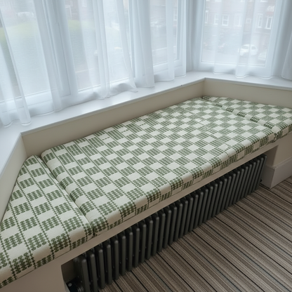 Timeless woven 3-piece angled bay window cushion set for classic indoor seating