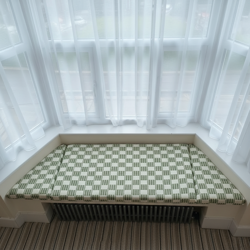 Timeless woven 3-piece angled bay window cushion set for classic indoor seating
