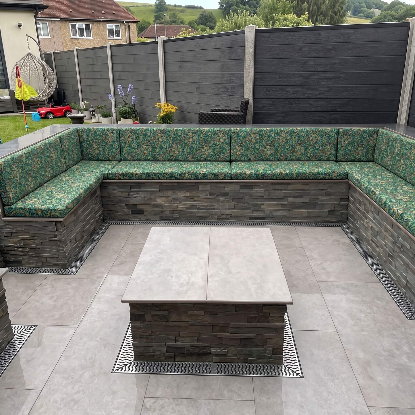 Waterproof outdoor furniture cushions with tailored fit, premium foam filling, and contemporary garden seating design