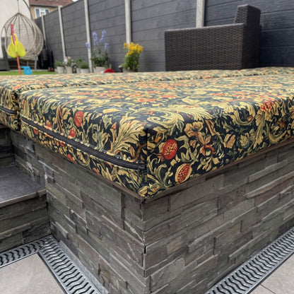 Waterproof outdoor garden cushions designed for bespoke seating with durable canvas fabric and custom fit comfort