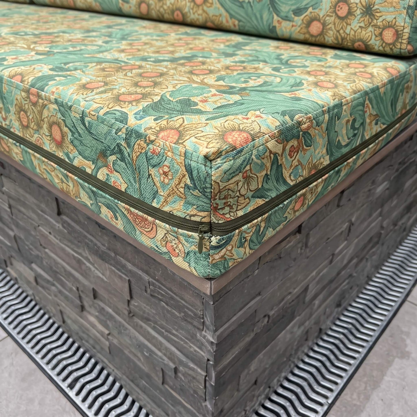 Weather resistant garden seating cushions made with premium waterproof fabric and long-lasting foam