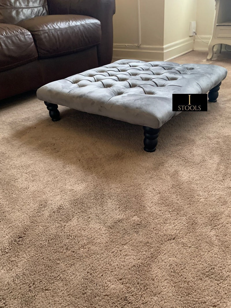 Square Grey handmade Footstool 