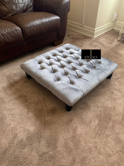 Grey Square Footstool