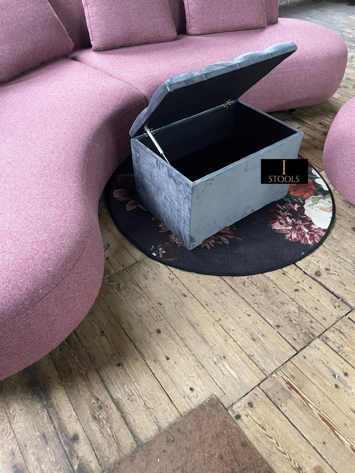 Dark Grey coffee table Ottoman Storage Box seat