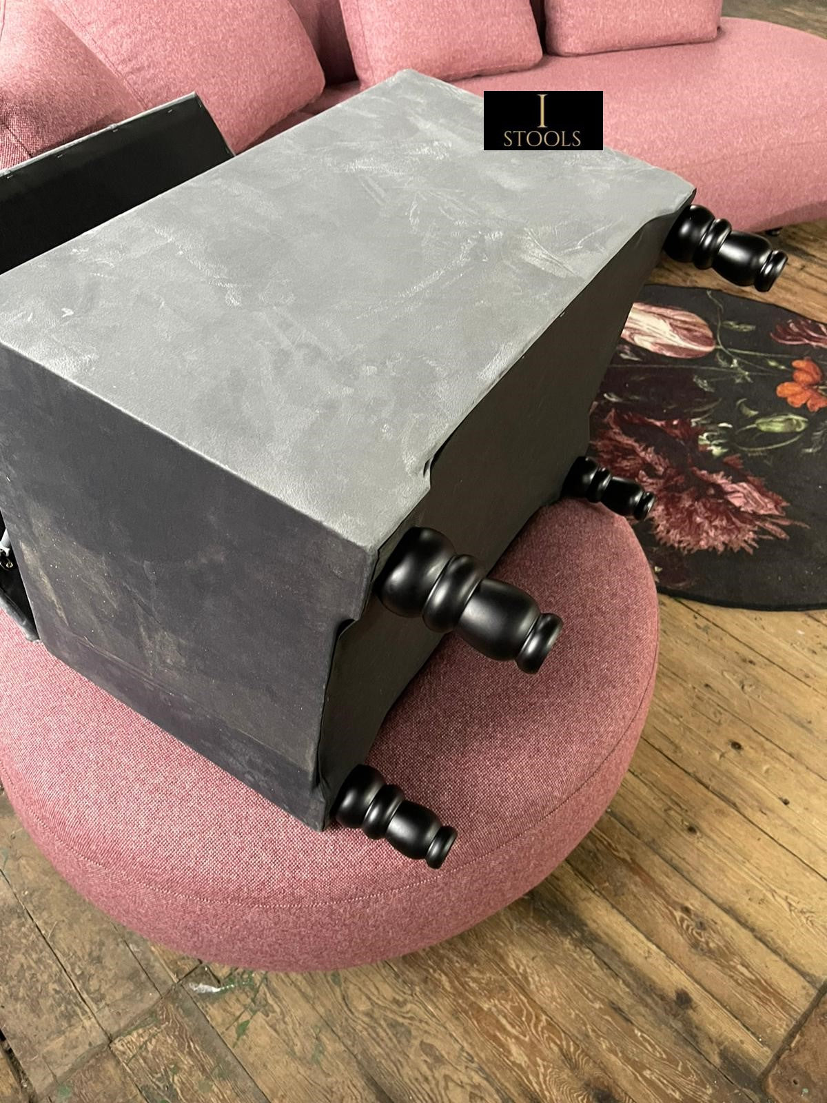 Dark Grey coffee table Ottoman Storage Box seat