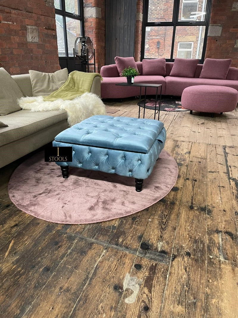 Duck Egg Blue coffee table Chesterfield Ottoman seat 