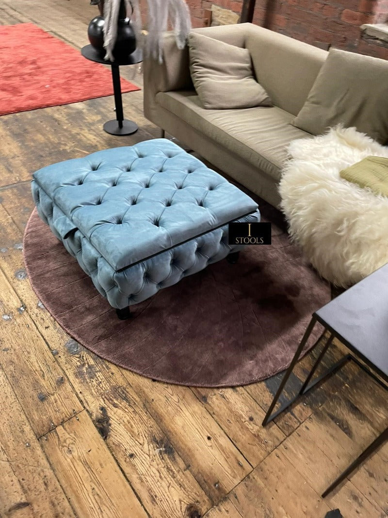 Duck Egg Blue coffee table Chesterfield Handmade footstool