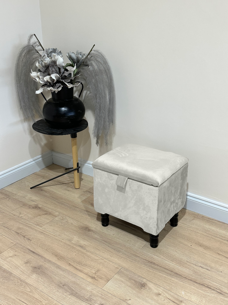 Creamy white Plain Ottoman storage   