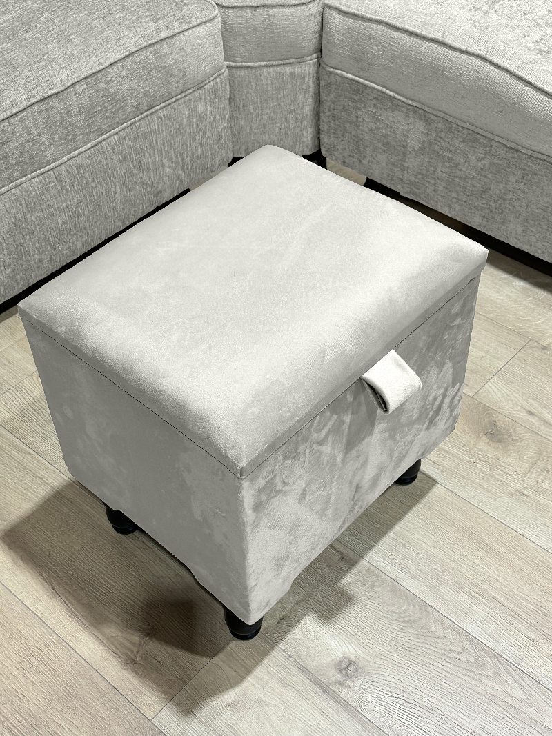 Creamy white Plain Ottoman storage   