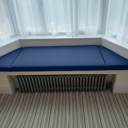 Royle Blue Bespoke Bay Window Seat Cushions – Luxury 3 Piece Angled Window Seat Mattress Set