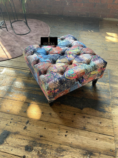PREMIUM Ottoman storage square Demask multicolour
