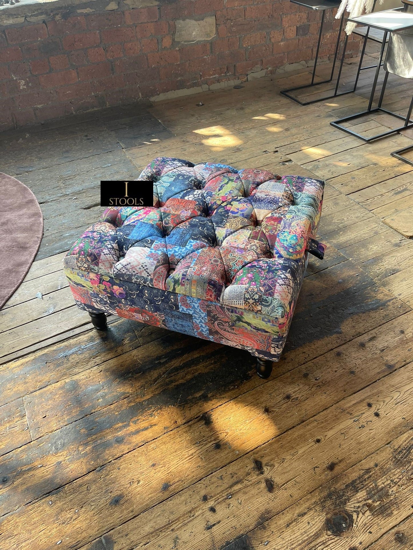 PREMIUM Ottoman storage square Demask multicolour