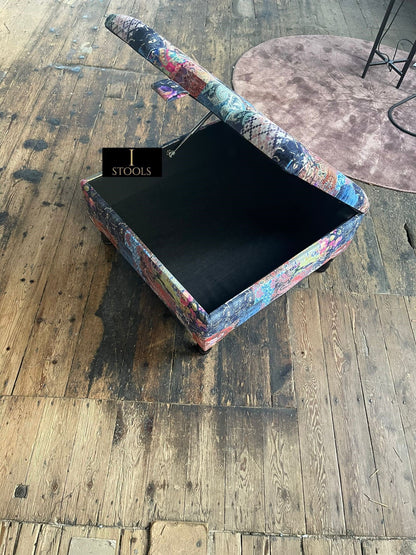 PREMIUM Ottoman storage square Demask multicolour