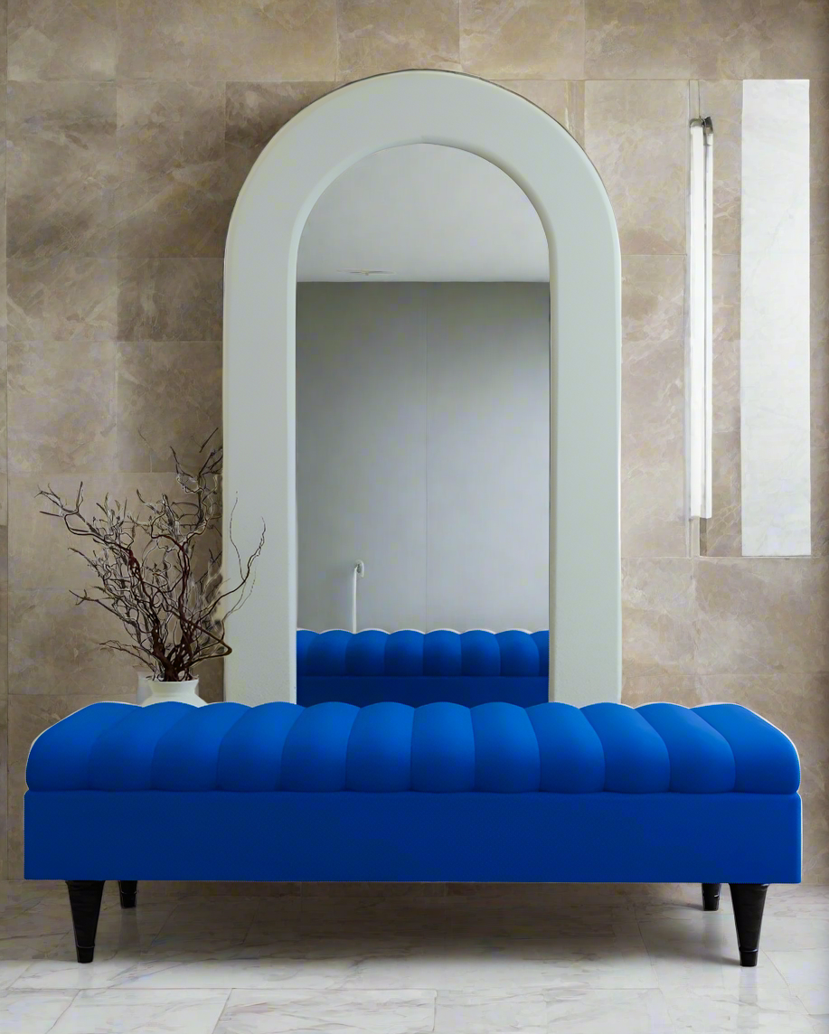 Blue Romo Panel Ottoman Coffee Table Bench seat