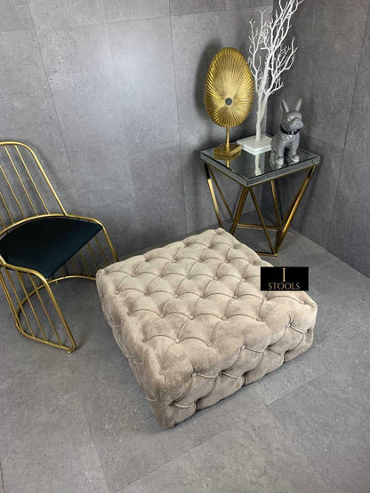 Brown Square Ottoman Coffee Table UK | Large Brown Chesterfield Coffee Table