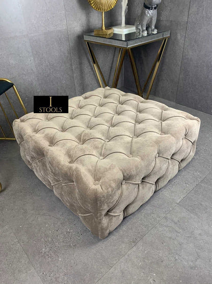 Brown Square Ottoman Coffee Table UK | Large Brown Chesterfield Coffee Table