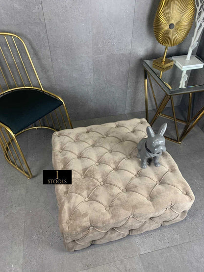 Brown Square Ottoman Coffee Table UK | Large Brown Chesterfield Coffee Table