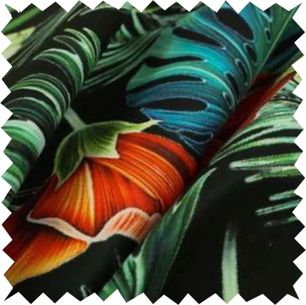 Satin green floral sample