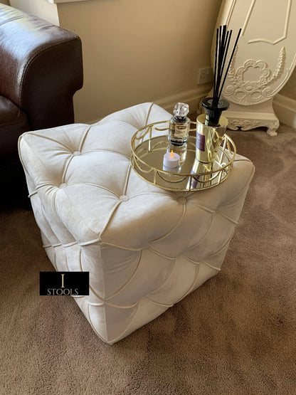Buy Creamy White Square Fabric Storage Ottoman Bench Coffee Table