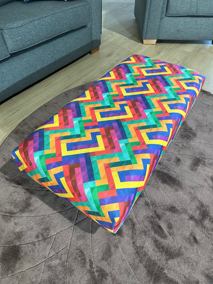 PREMIUM Multi Colour Trem Footstool window bay seat pouffe