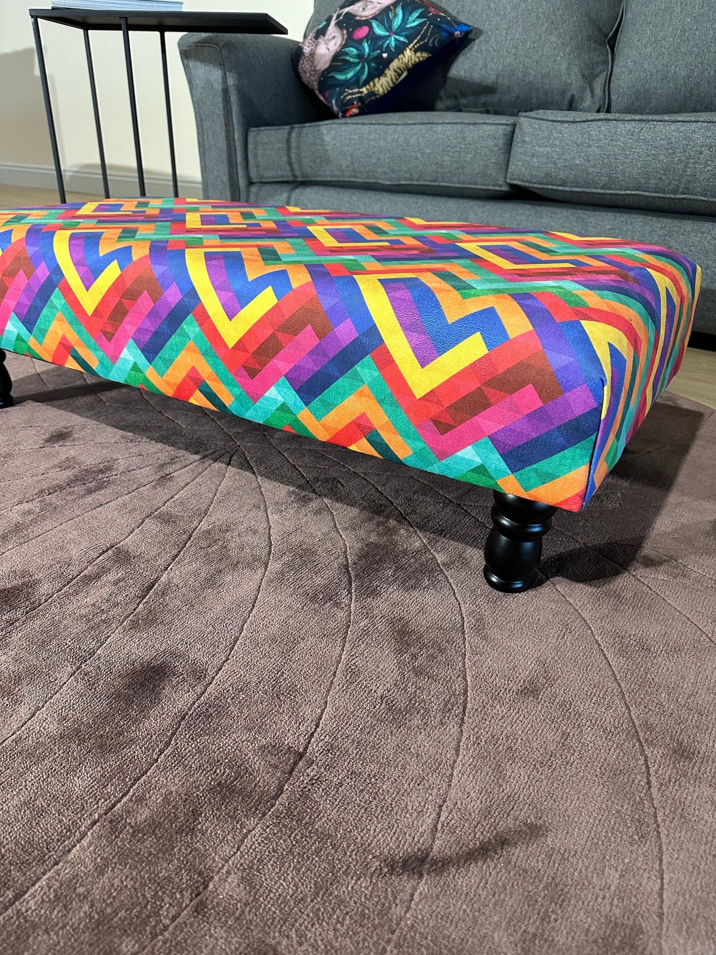 PREMIUM Multi Colour Trem Footstool window bay seat pouffe