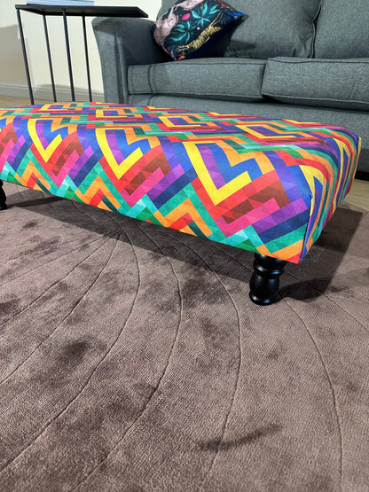 PREMIUM Multi Colour Trem Footstool window bay seat pouffe