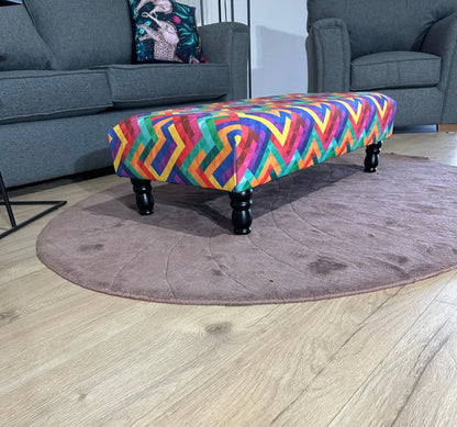 PREMIUM Multi Colour Trem Footstool window bay seat pouffe
