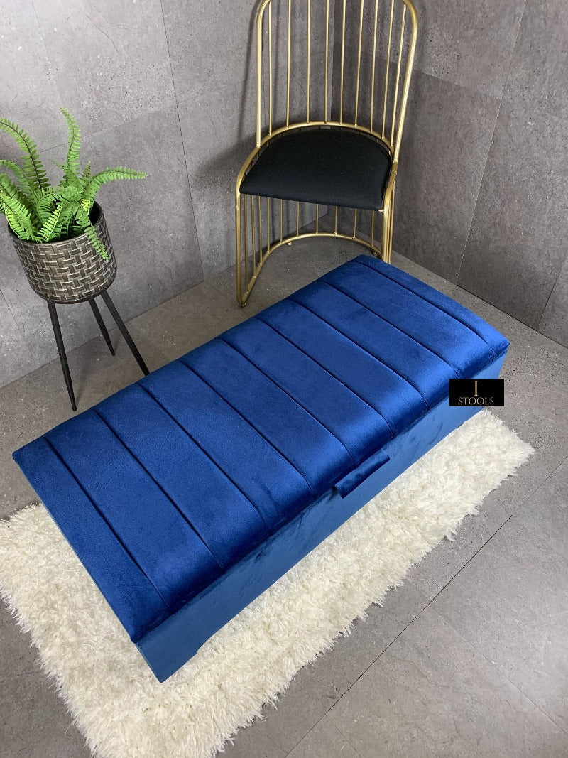 Blue Coffee Table Storage | Blue Panel Ottoman Bench Footstool