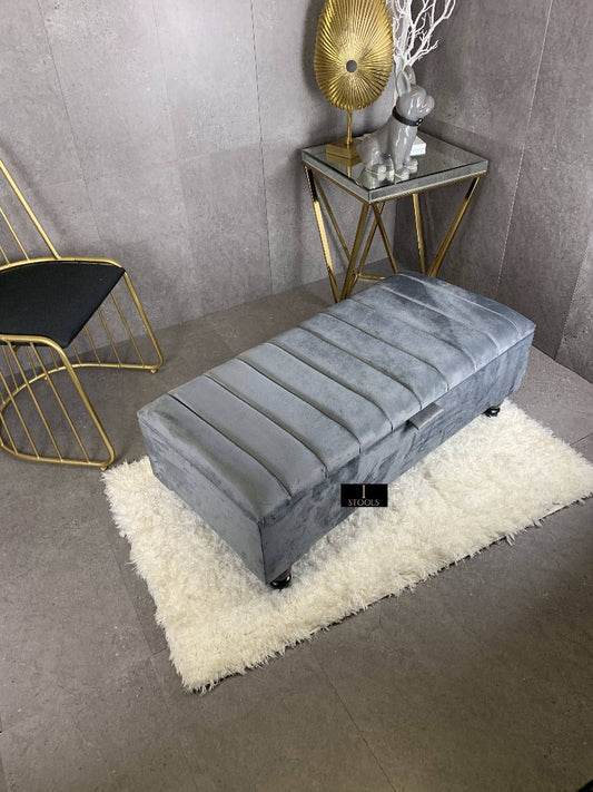 Dark Grey Coffee Table Storage Bench | Dark Grey Ottoman Bench | Dark Grey Pouffe Footstool