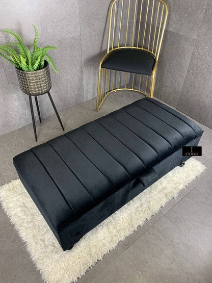 Black Ottoman Bench Coffee Table For Living Room | Footstool Storage Bench Seat