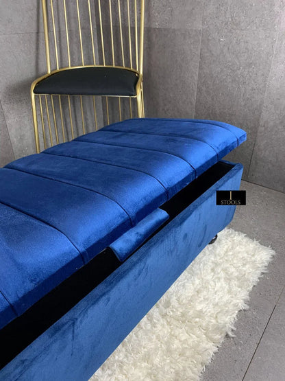 Blue Coffee Table Storage | Blue Panel Ottoman Bench Footstool