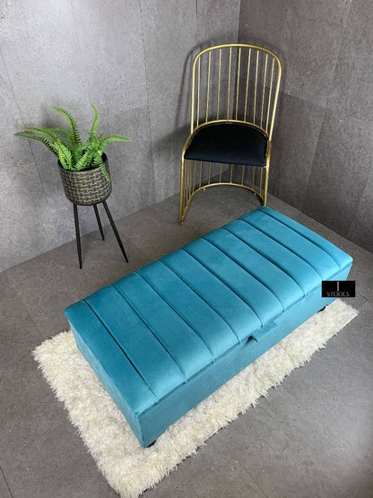 Aqua Storage Box Bench | Ottoman Bench | Line Panel Lid Coffee Table