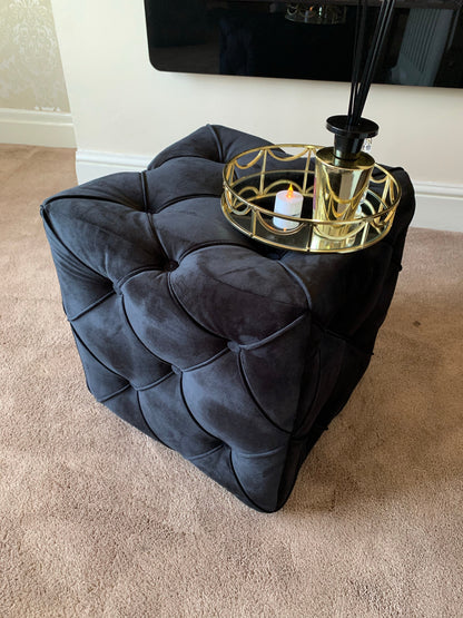 Buy Black Square Ottoman Cube Deep Buttoned Coffee Table