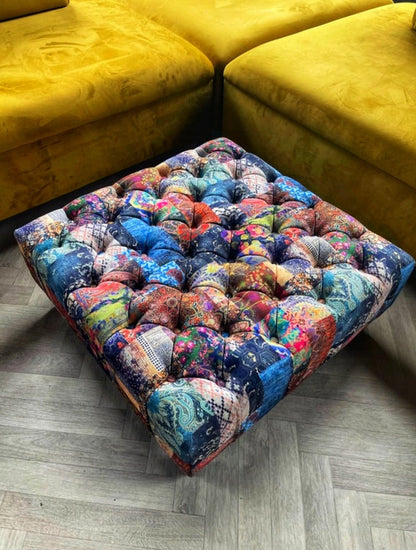 PREMIUM Demask multicolour Square non Storage footstool