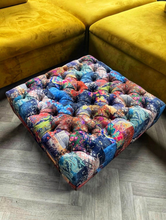 PREMIUM Demask multicolour Square non Storage footstool