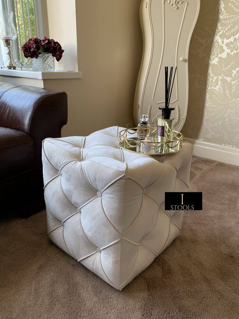 Buy Creamy White Square Fabric Storage Ottoman Bench Coffee Table