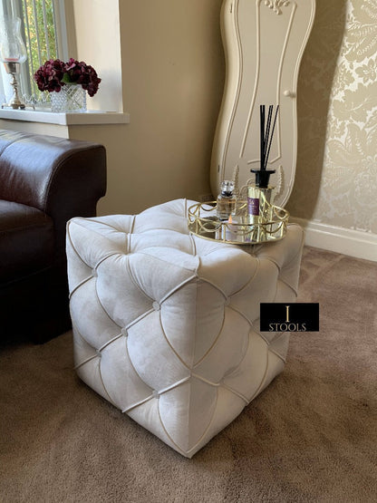 Buy Creamy White Square Fabric Storage Ottoman Bench Coffee Table