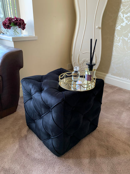 Buy Black Square Ottoman Cube Deep Buttoned Coffee Table