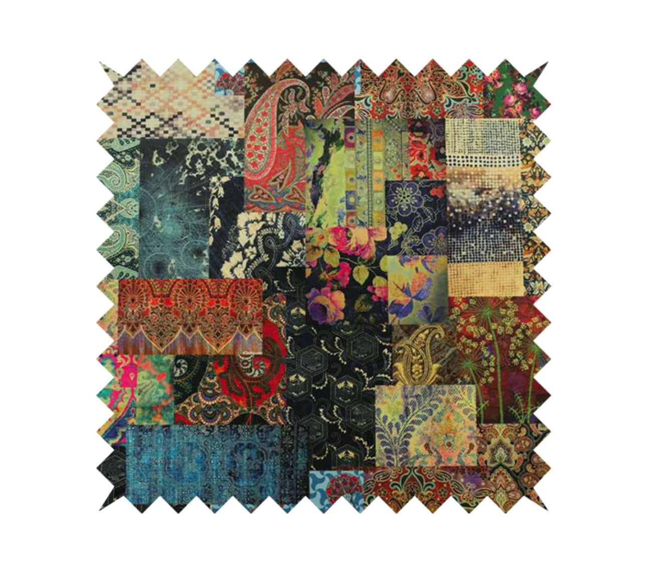 PREMIUM Ottoman storage square Demask multicolour