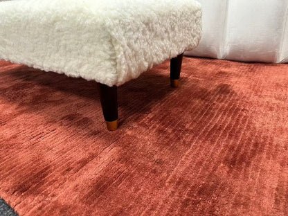 Premium Luxury Footstool with Cozy fur| off white Creamy Footstool Bench