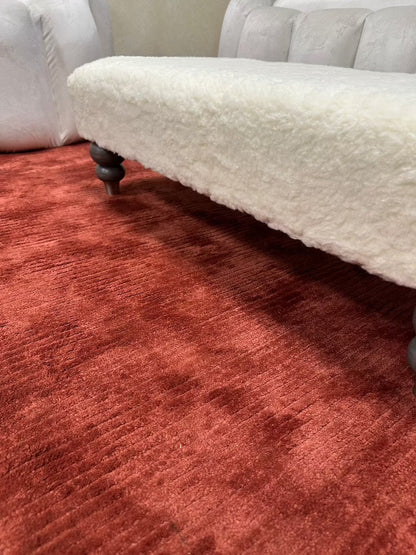 Premium Luxury Footstool with Cozy fur| off white Creamy Footstool Bench