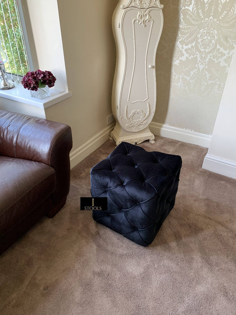Buy Black Square Ottoman Cube Deep Buttoned Coffee Table