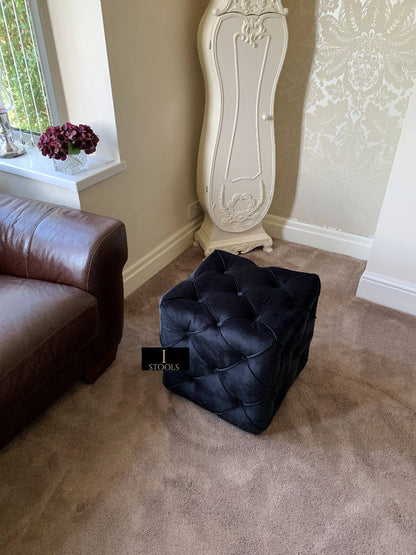 Buy Black Square Ottoman Cube Deep Buttoned Coffee Table
