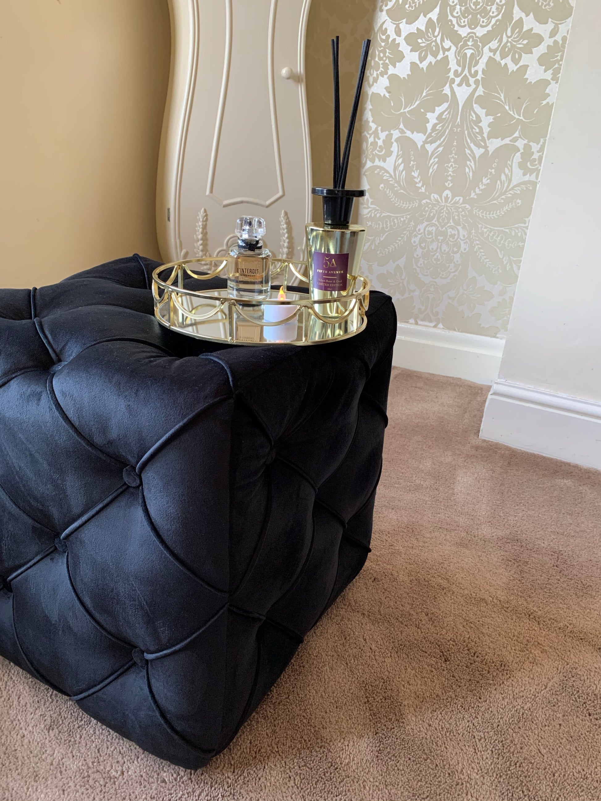 Buy Black Square Ottoman Cube Deep Buttoned Coffee Table