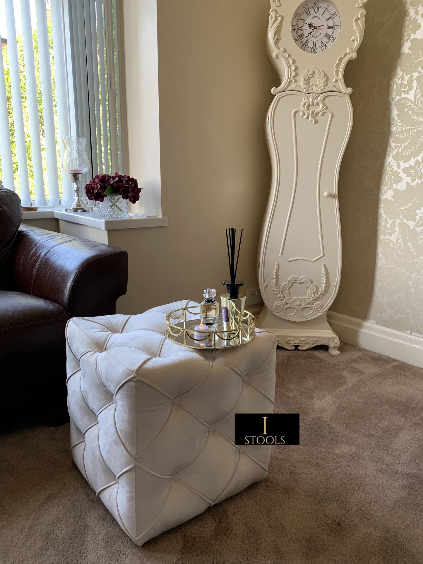 Buy Creamy White Square Fabric Storage Ottoman Bench Coffee Table