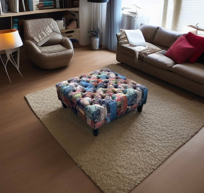 PREMIUM Demask multicolour Square non Storage footstool