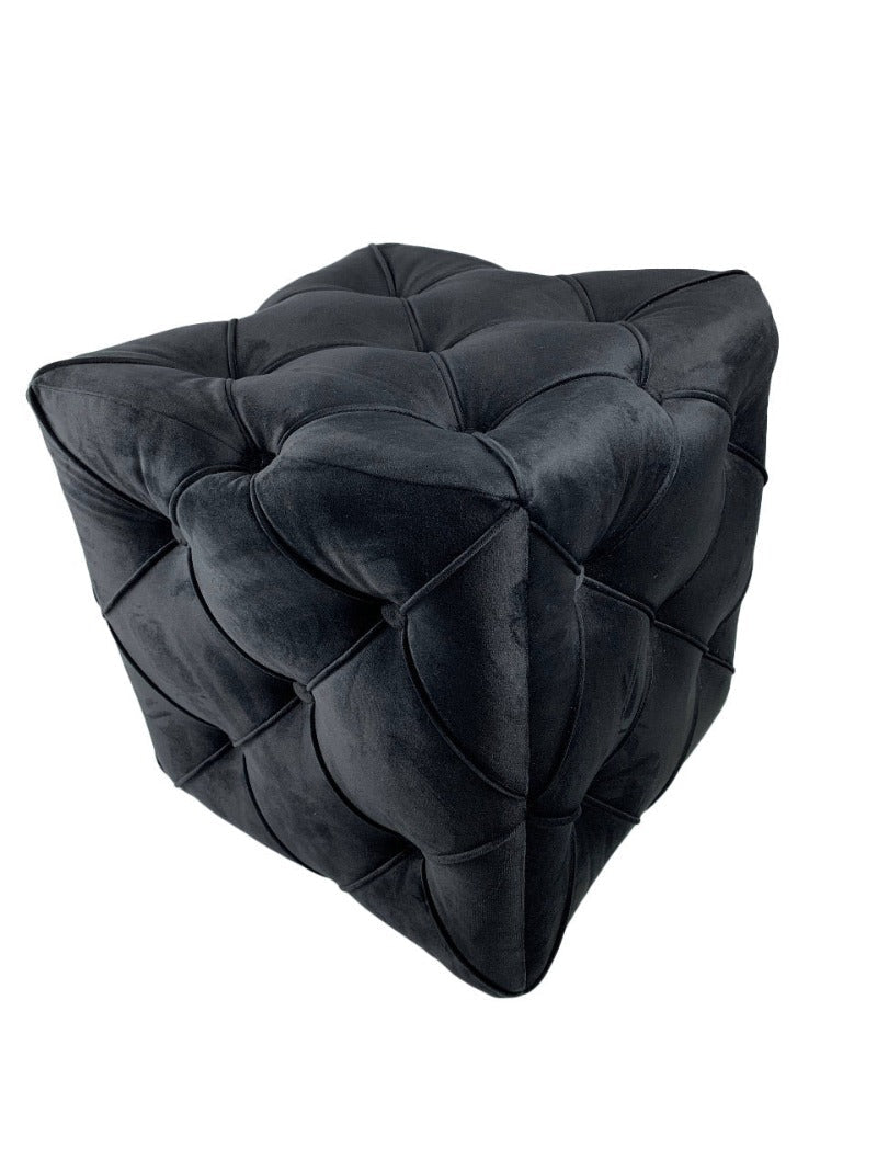 Buy Black Square Ottoman Cube Deep Buttoned Coffee Table